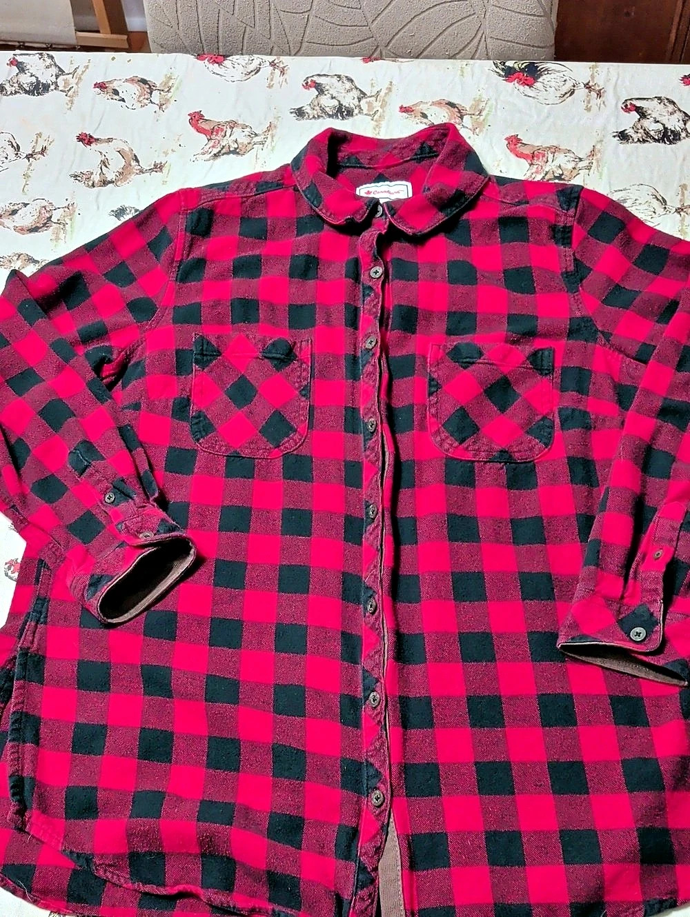 Canadiana CDF1000L1 Checkered Cotton Shirt in Red & Black Large Like New